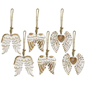 Angel Wing Wooden Ornaments (Set of 6)