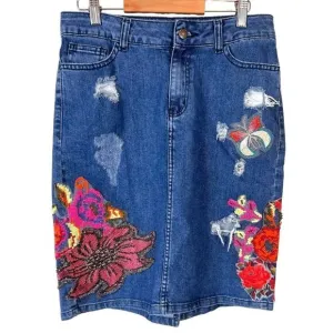 Anthropologie Cecilia Prado Gardener Distressed Denim Skirt