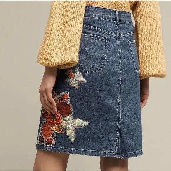 Anthropologie Cecilia Prado Gardener Distressed Denim Skirt