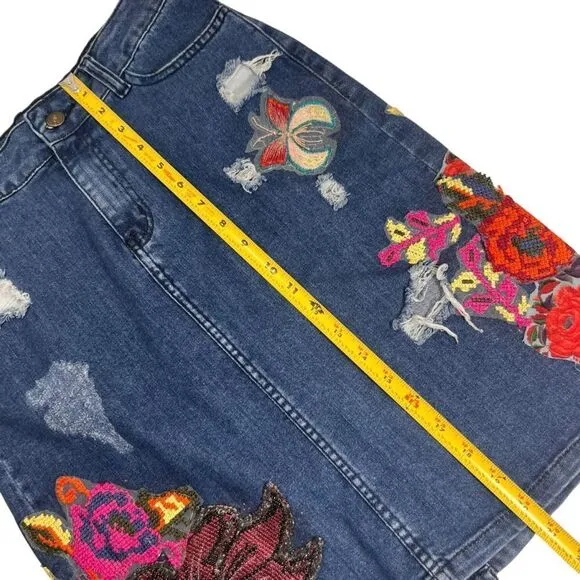 Anthropologie Cecilia Prado Gardener Distressed Denim Skirt