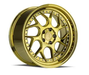 Aodhan DS01 18x9.5 5x114.3  30 Gold Vaccum W/ Chrome Rivets