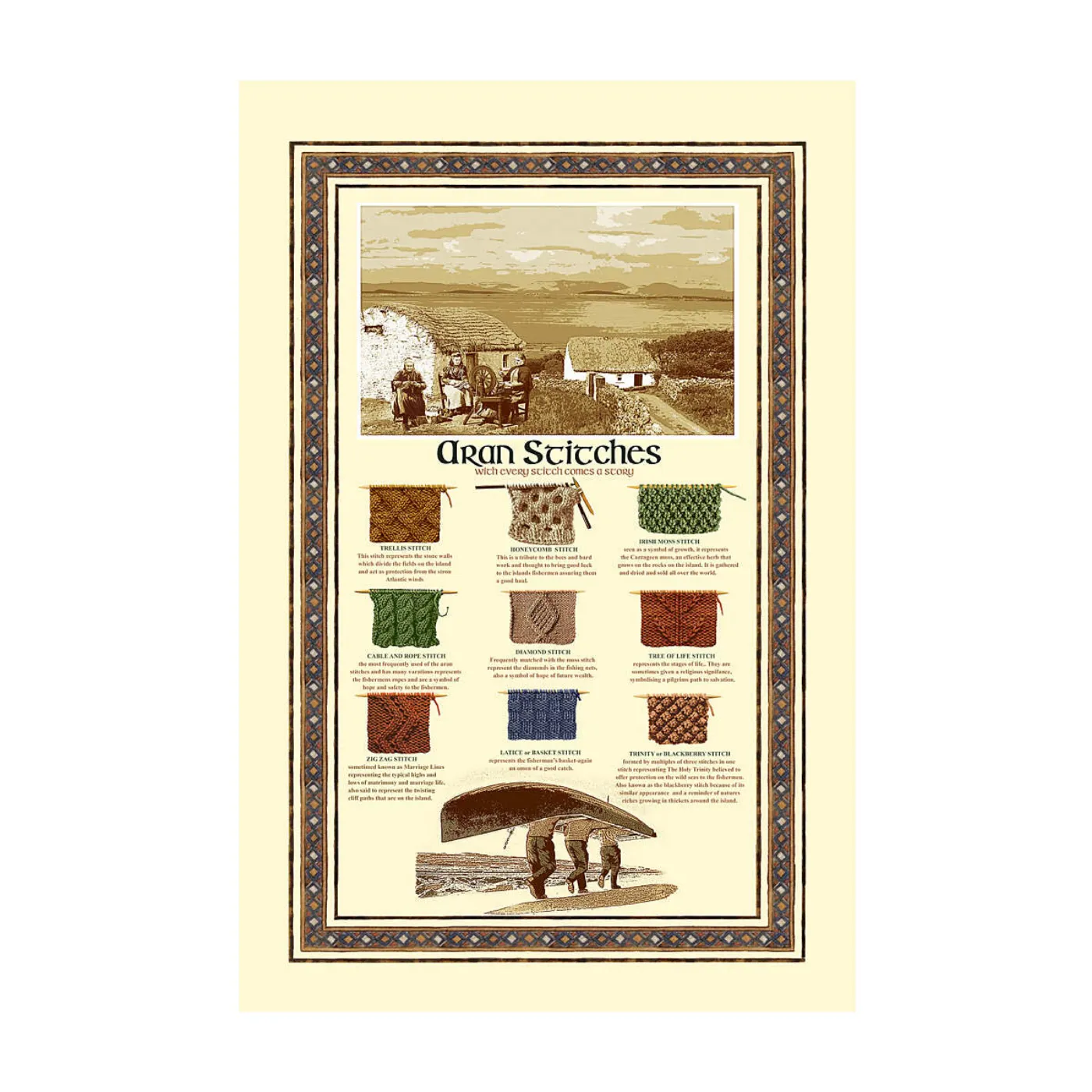 Aran Stitches Cotton Tea Towel