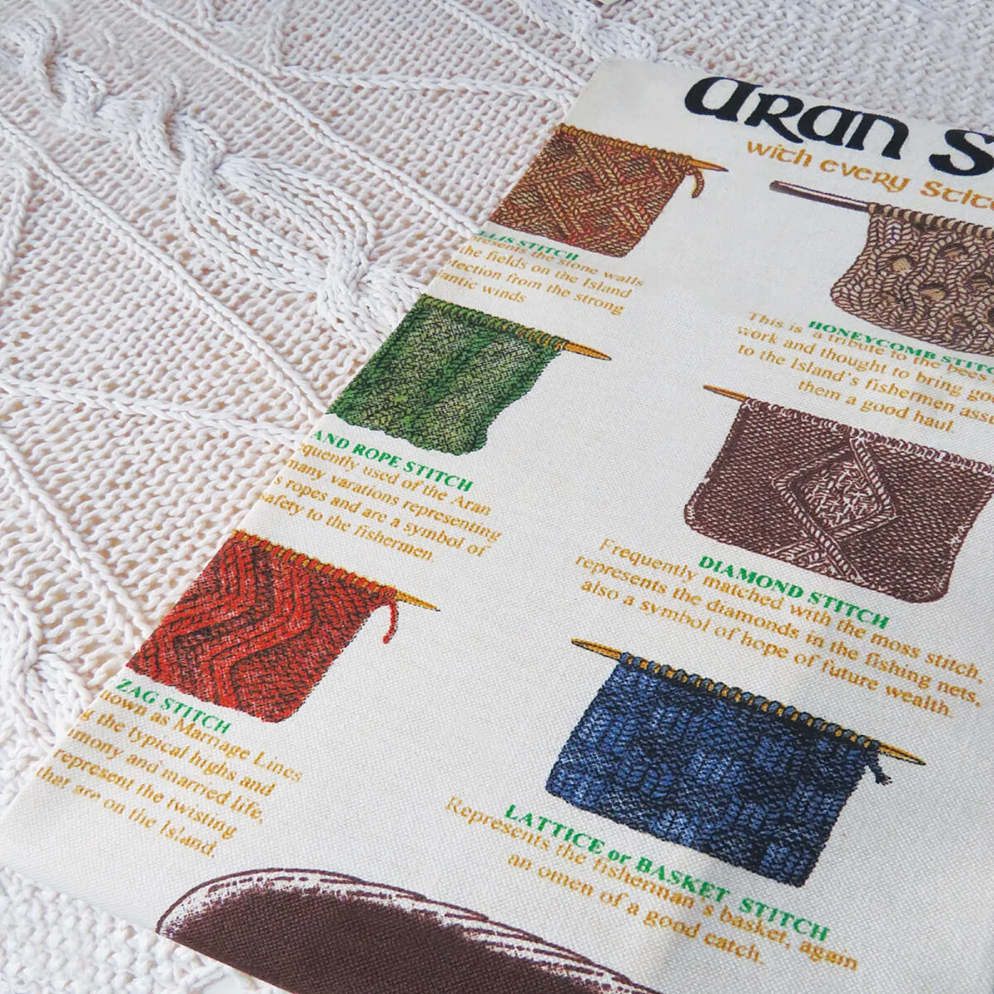 Aran Stitches Cotton Tea Towel