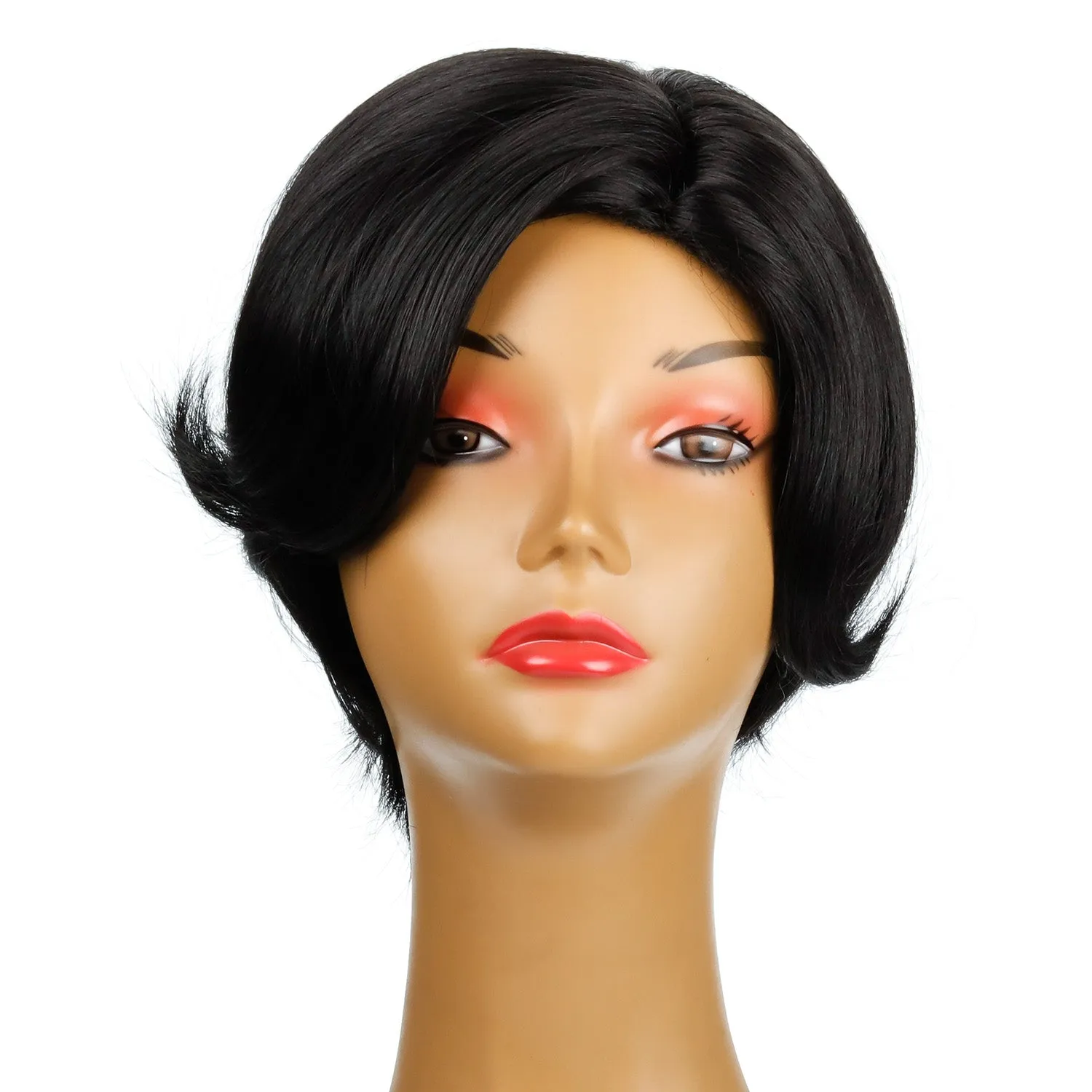 August | Black Short Pixie Cut Wavy Synthetic Hair Wig