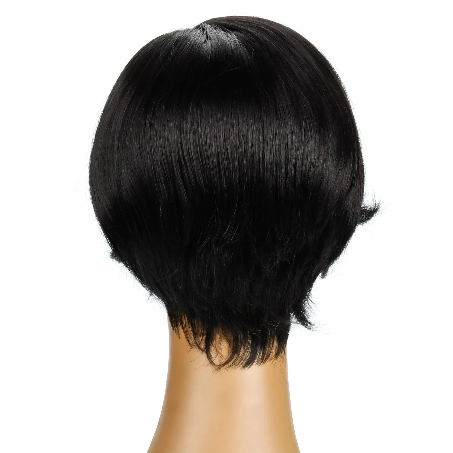 August | Black Short Pixie Cut Wavy Synthetic Hair Wig