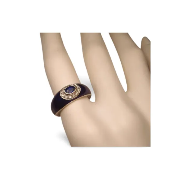 Authentic 18K White Gold Hidalgo Enamel Diamond Sapphire Ring Band