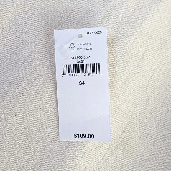 Banana Republic NWT White Ecru Wash High Rise Crop Boot Denim Jean Size 34