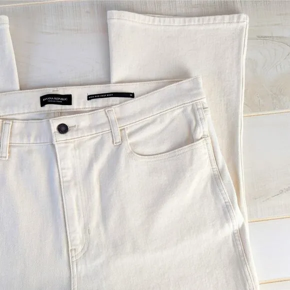 Banana Republic NWT White Ecru Wash High Rise Crop Boot Denim Jean Size 34