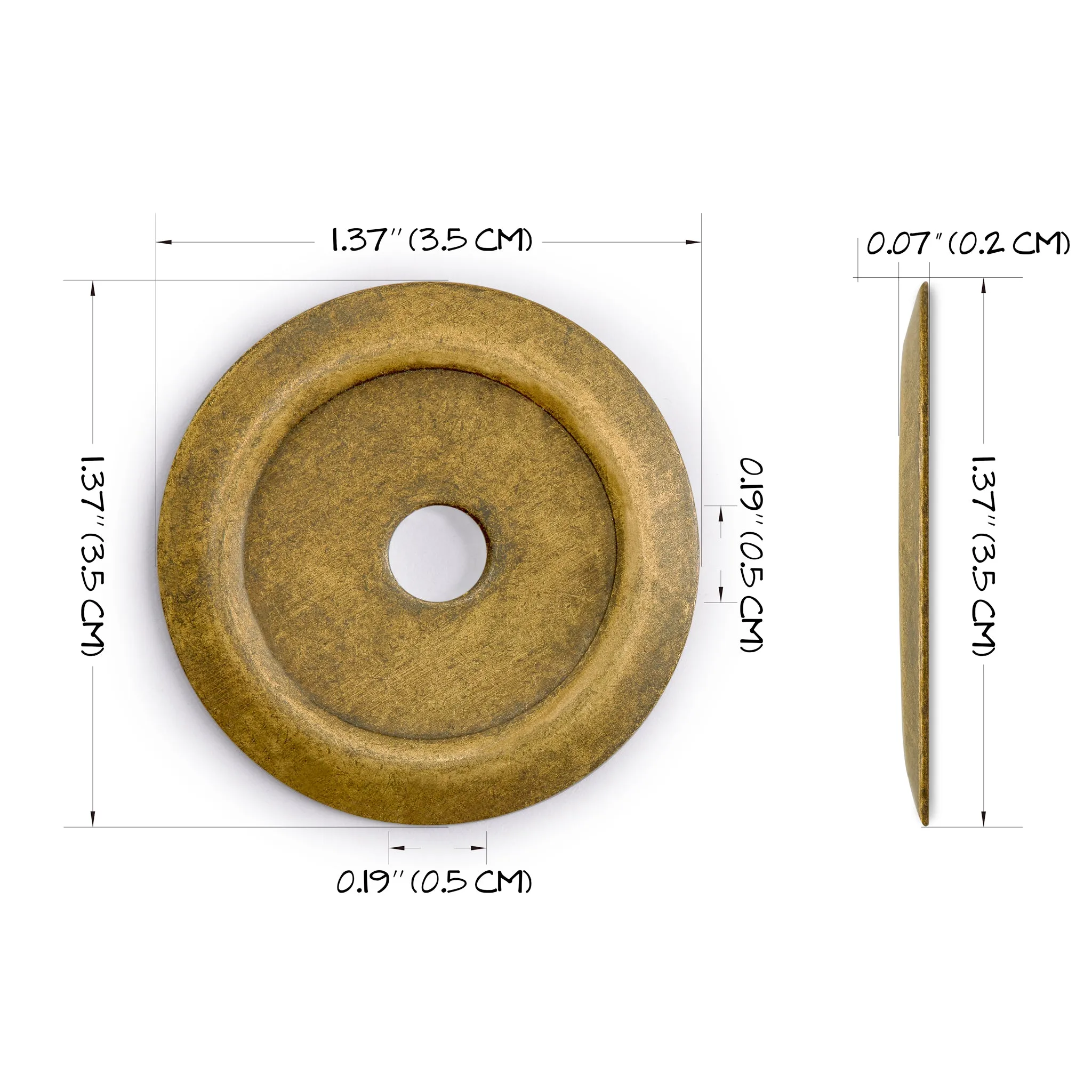 Beveled Round Washers Brass Hardware 1.4" - Set of 10
