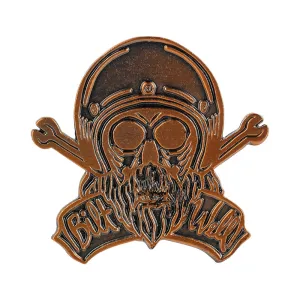 BILTWELL ENAMEL PIN [BONANZA SKULL BRONZE]