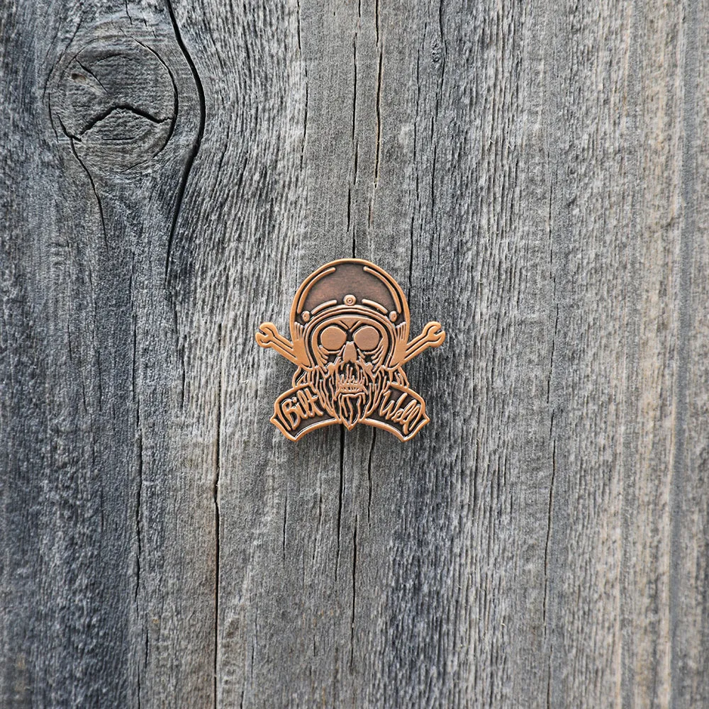 BILTWELL ENAMEL PIN [BONANZA SKULL BRONZE]