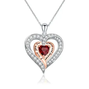 Birthstone Heart Pendant Necklace