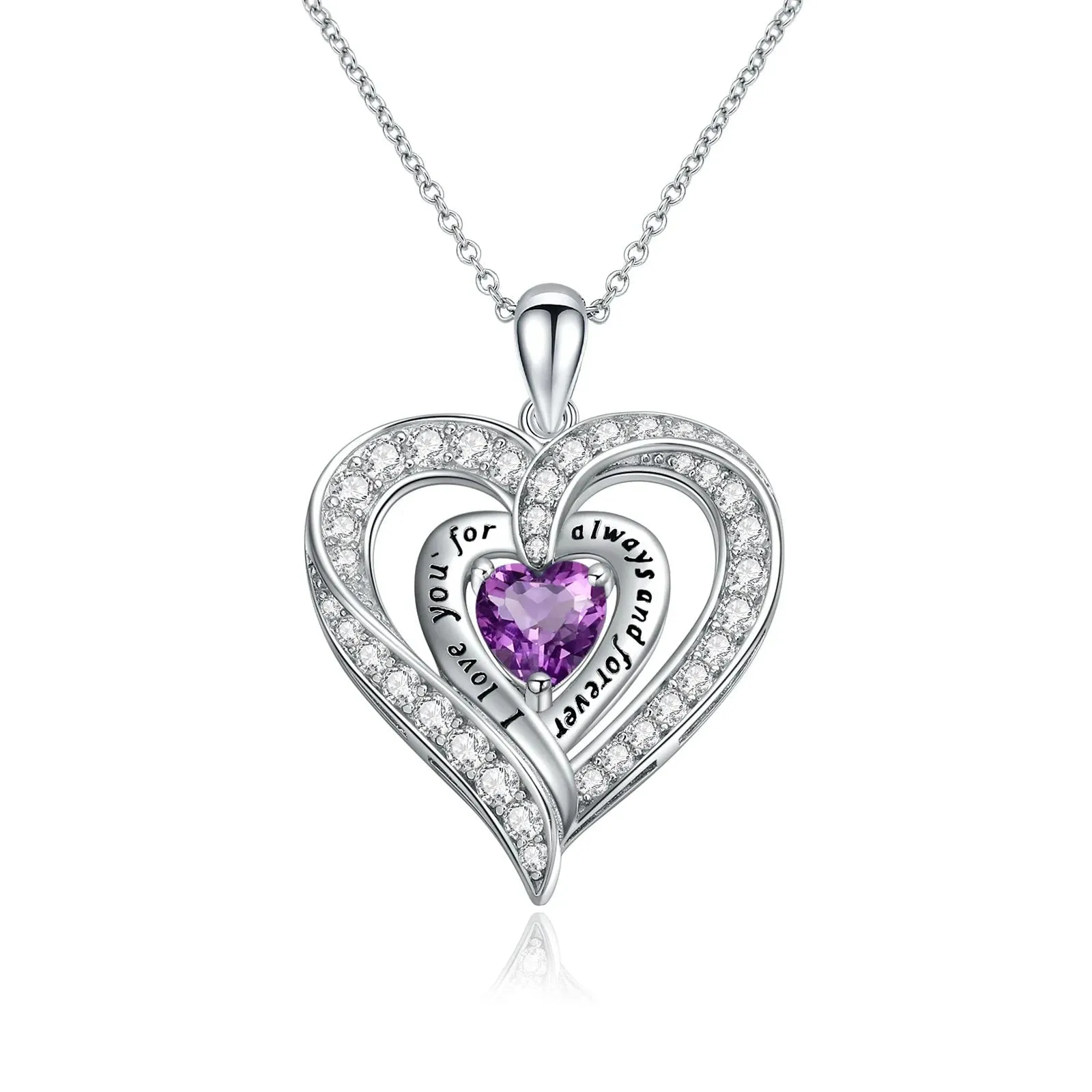 Birthstone Heart Pendant Necklace
