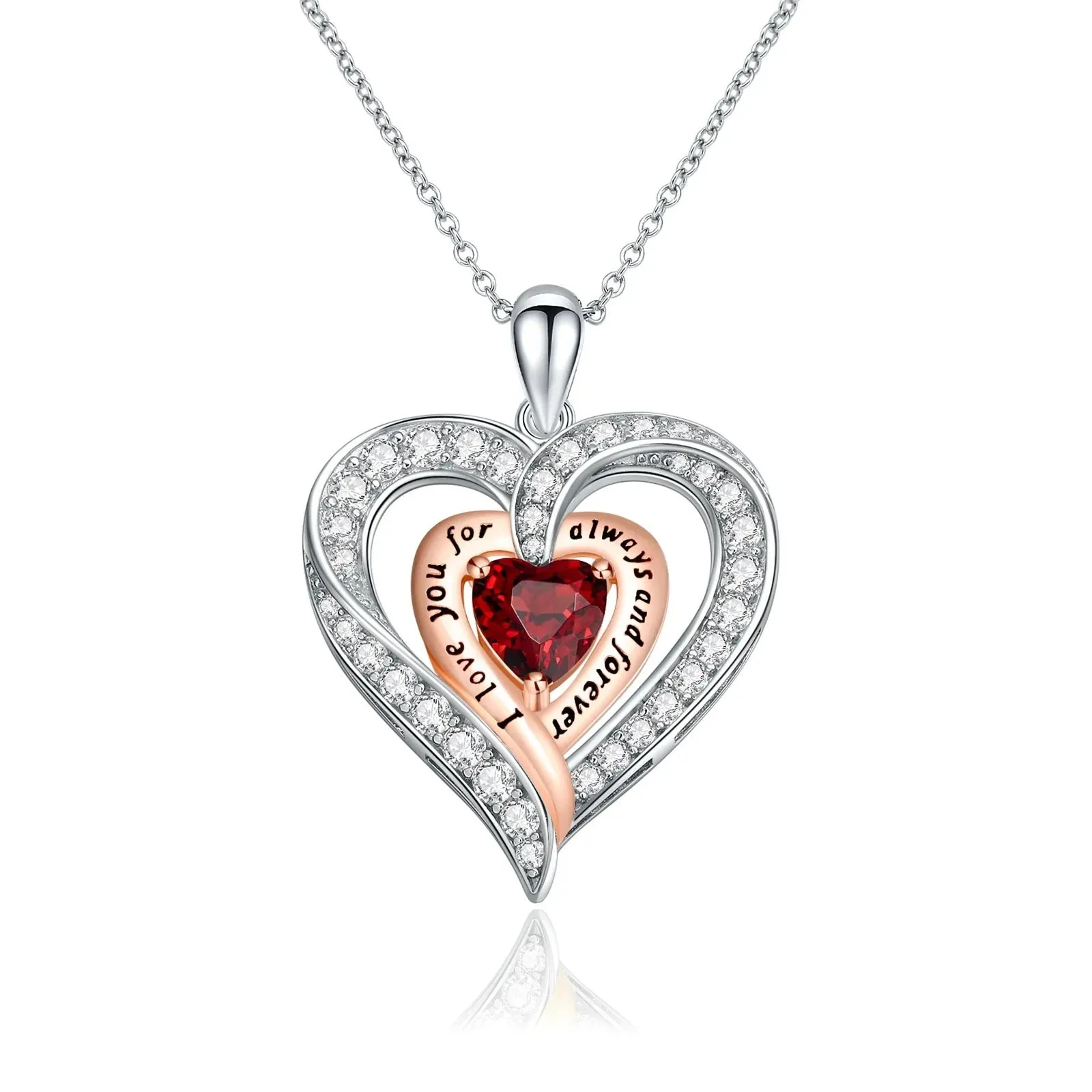 Birthstone Heart Pendant Necklace