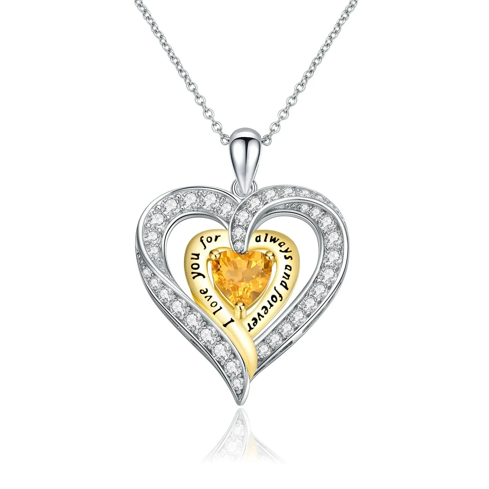 Birthstone Heart Pendant Necklace