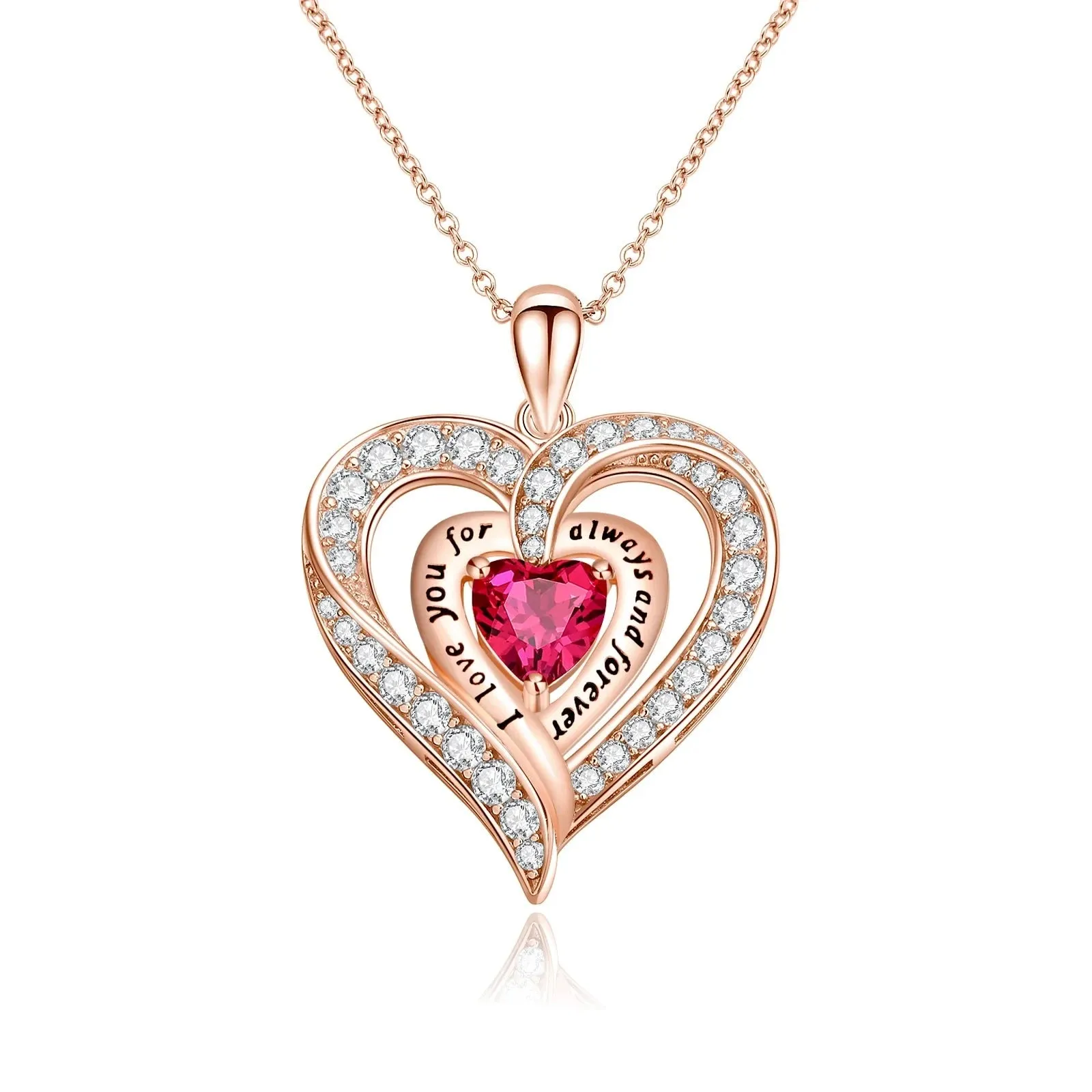 Birthstone Heart Pendant Necklace