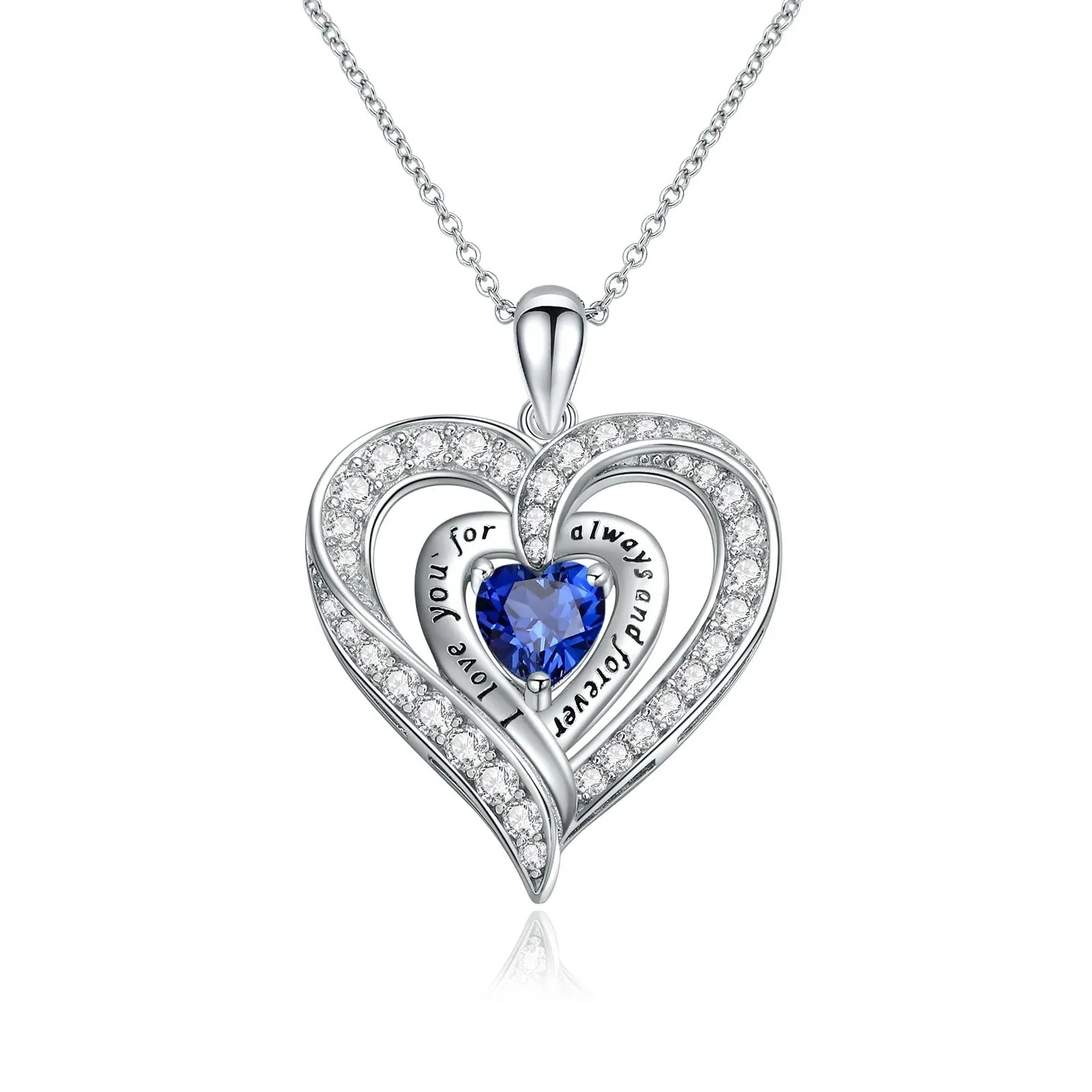 Birthstone Heart Pendant Necklace