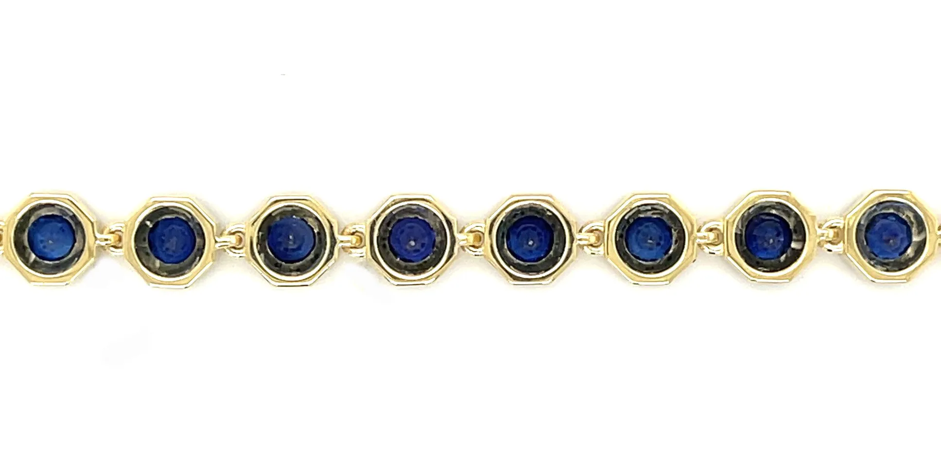 Blue Sapphire and 18k Yellow Gold Tennis Bracelet, 4.96 Carats Total, 7 Inches