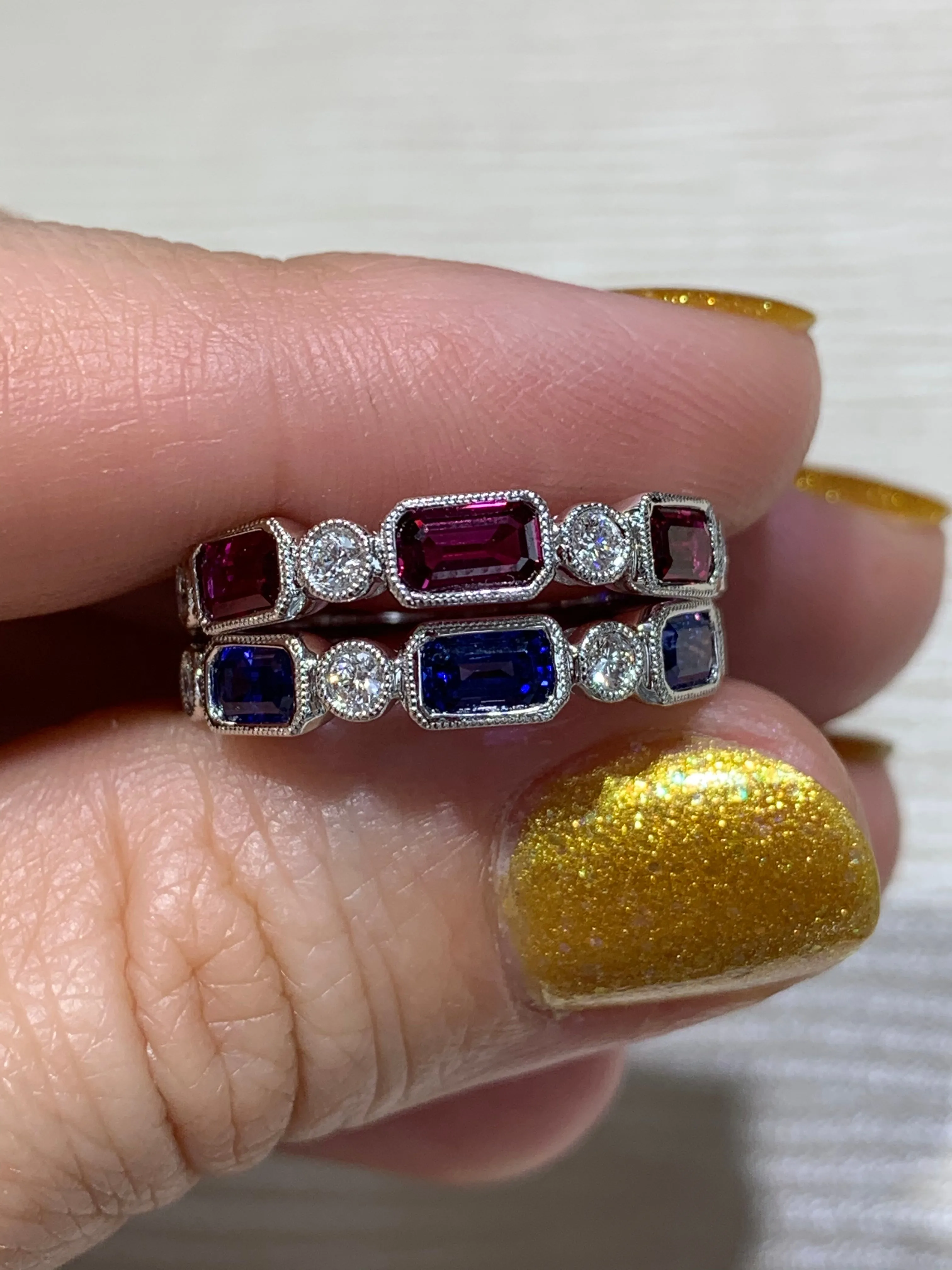 Blue Sapphire And Diamond Celebration Stackable Ring