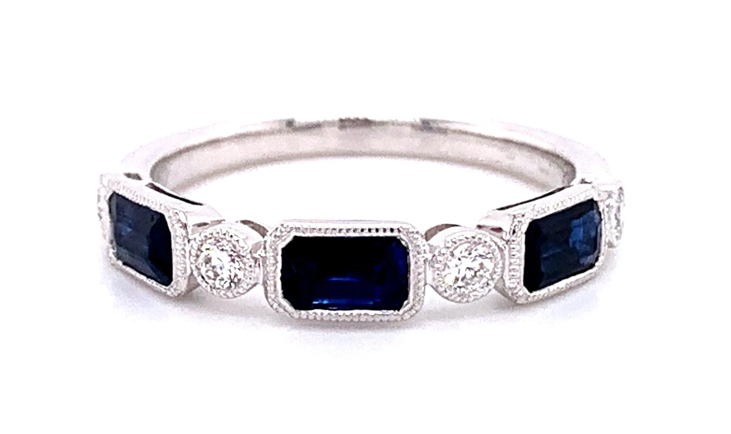 Blue Sapphire And Diamond Celebration Stackable Ring