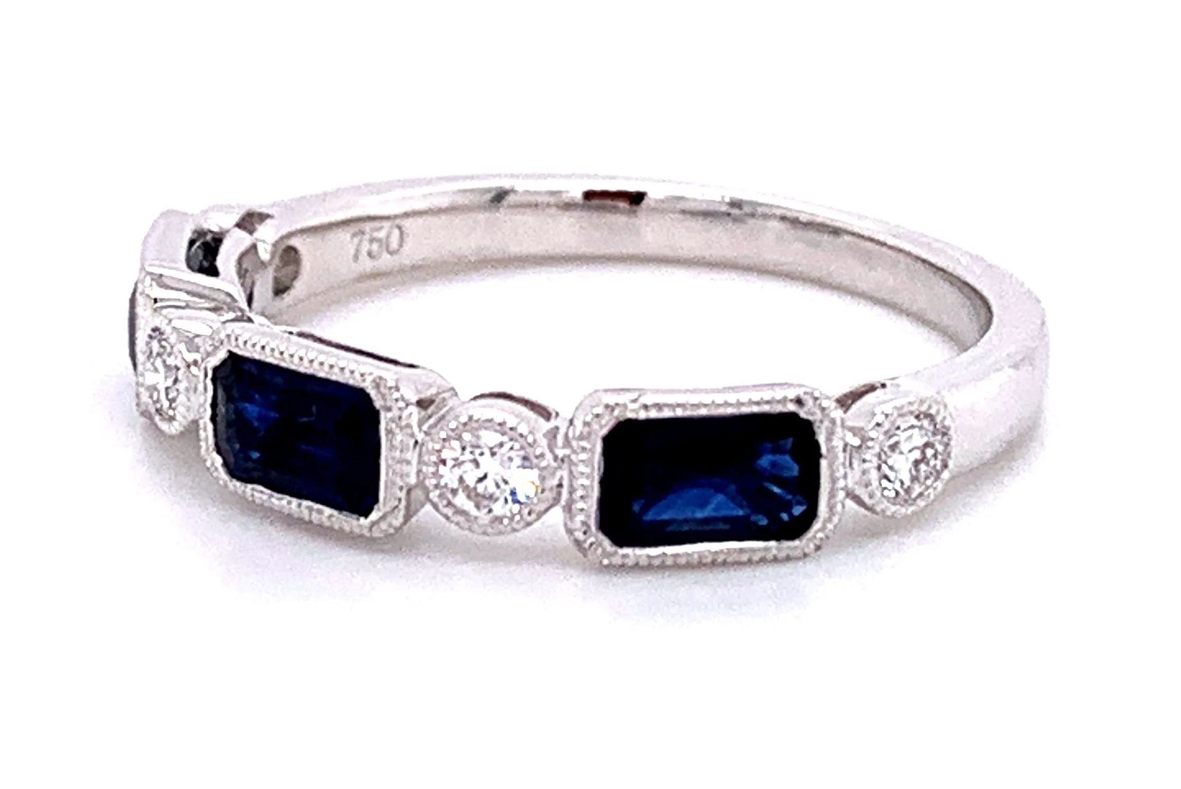 Blue Sapphire And Diamond Celebration Stackable Ring