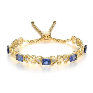 Blue Sapphire Diamond Adjustable Bolo Bracelet