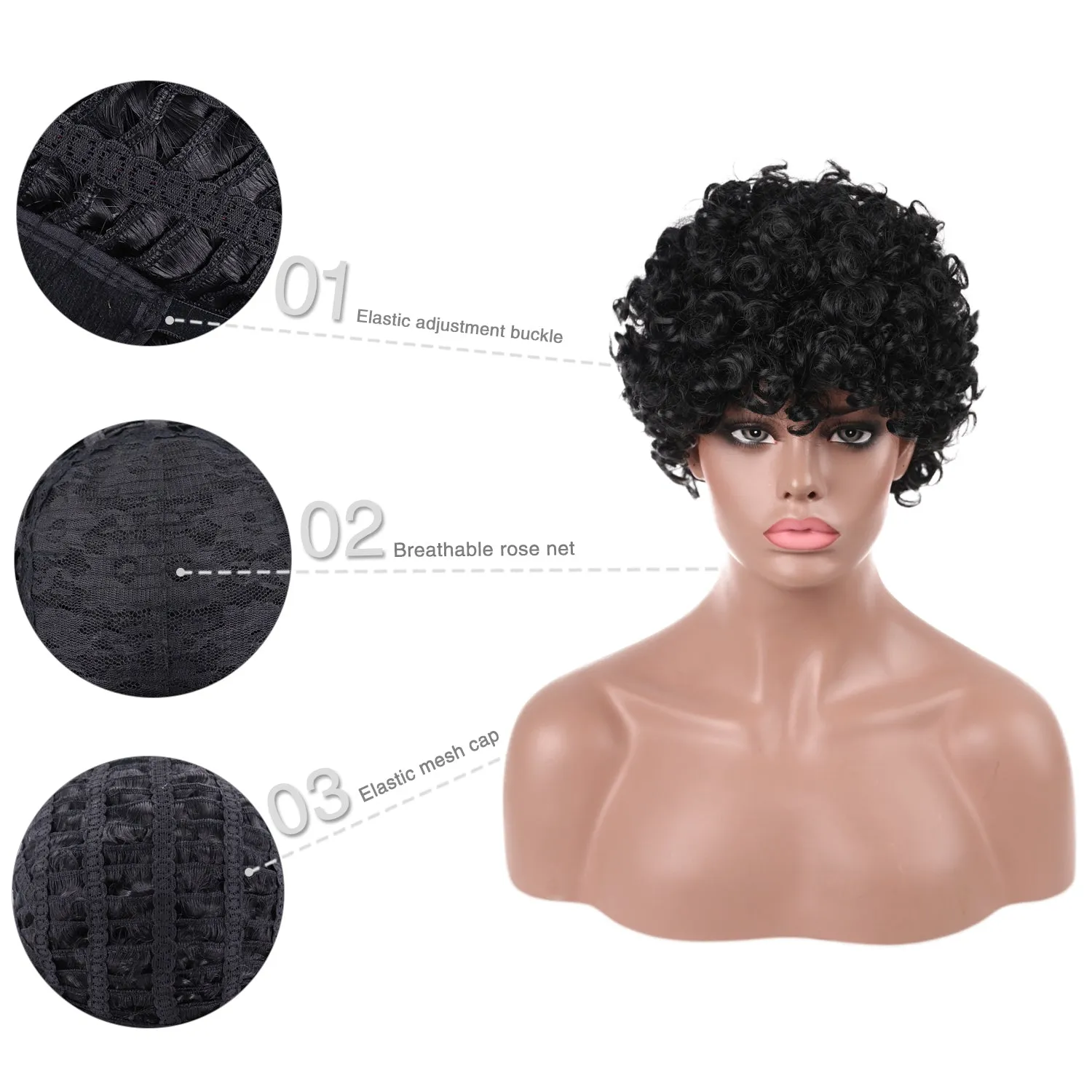 Briana | Black Short Medium Curly Synthetic Hair Wig