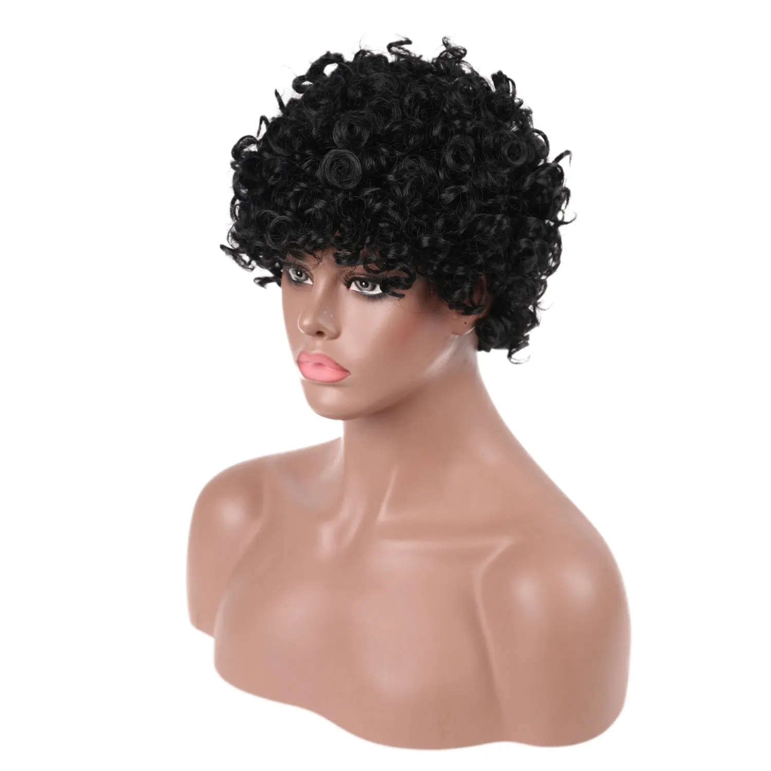 Briana | Black Short Medium Curly Synthetic Hair Wig