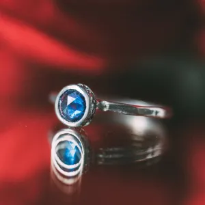 Brilliant Blue Sapphire Engagement Ring in 14k Grey Gold