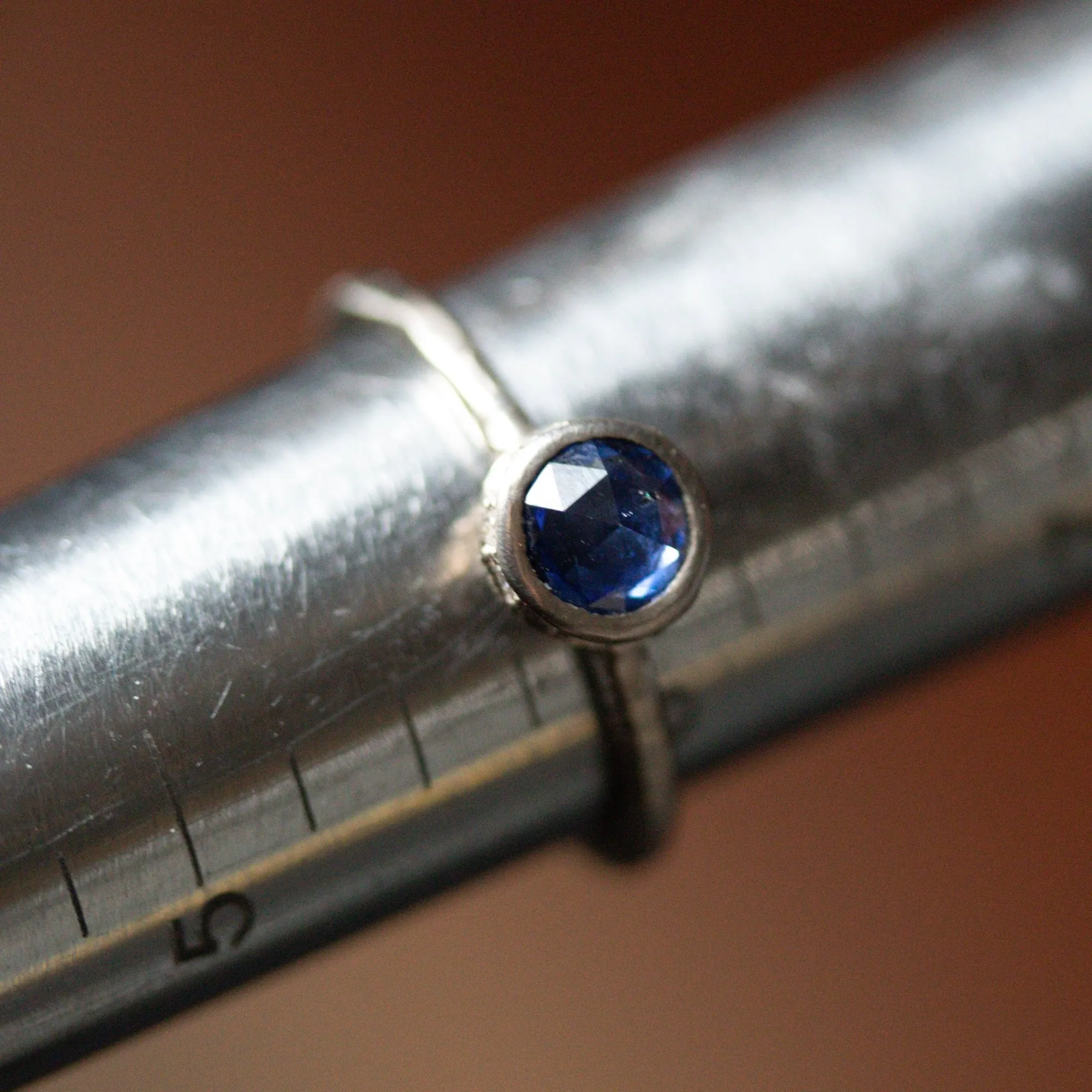 Brilliant Blue Sapphire Engagement Ring in 14k Grey Gold