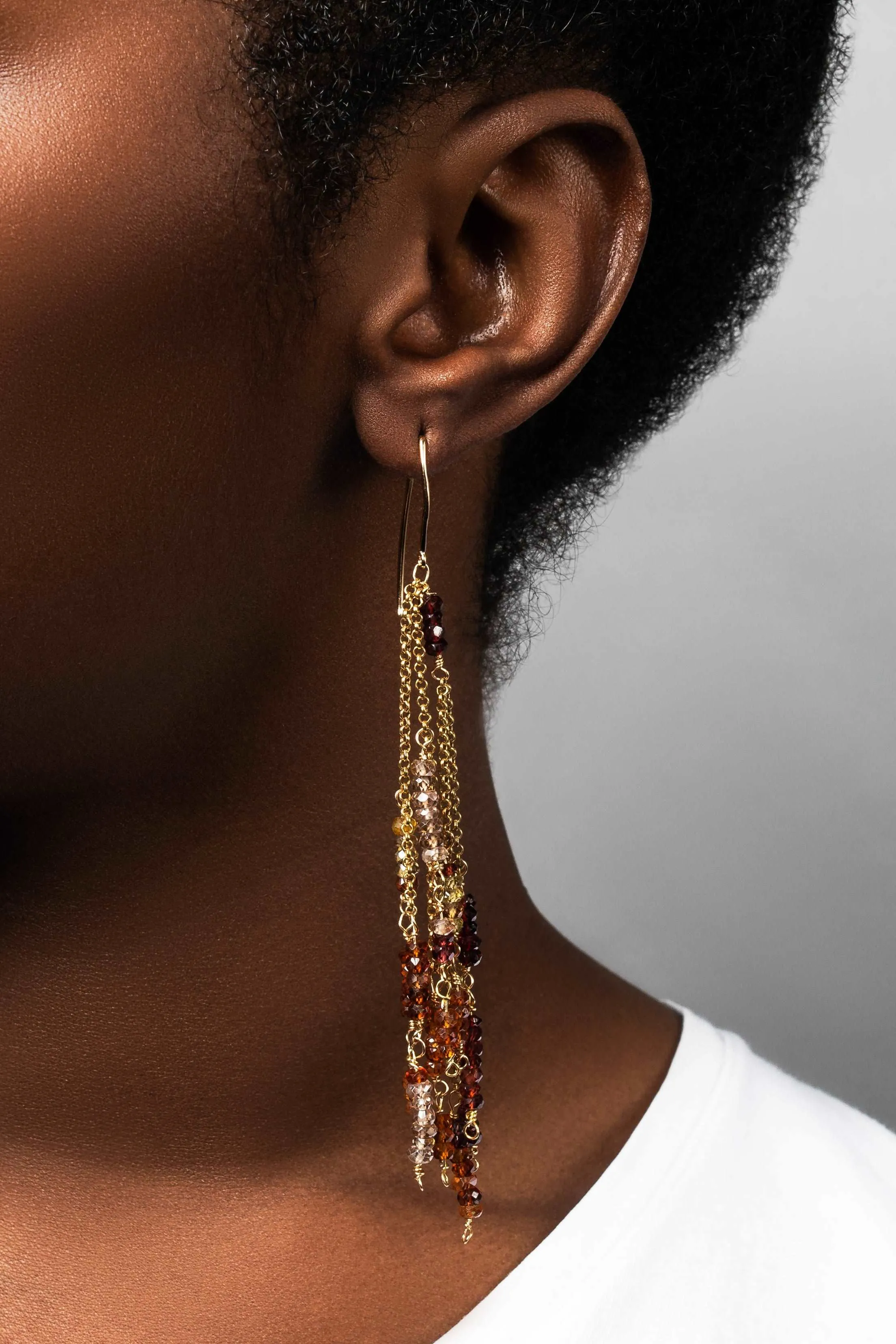 Brown Sugar Hammered Marquis Hoop Earrings