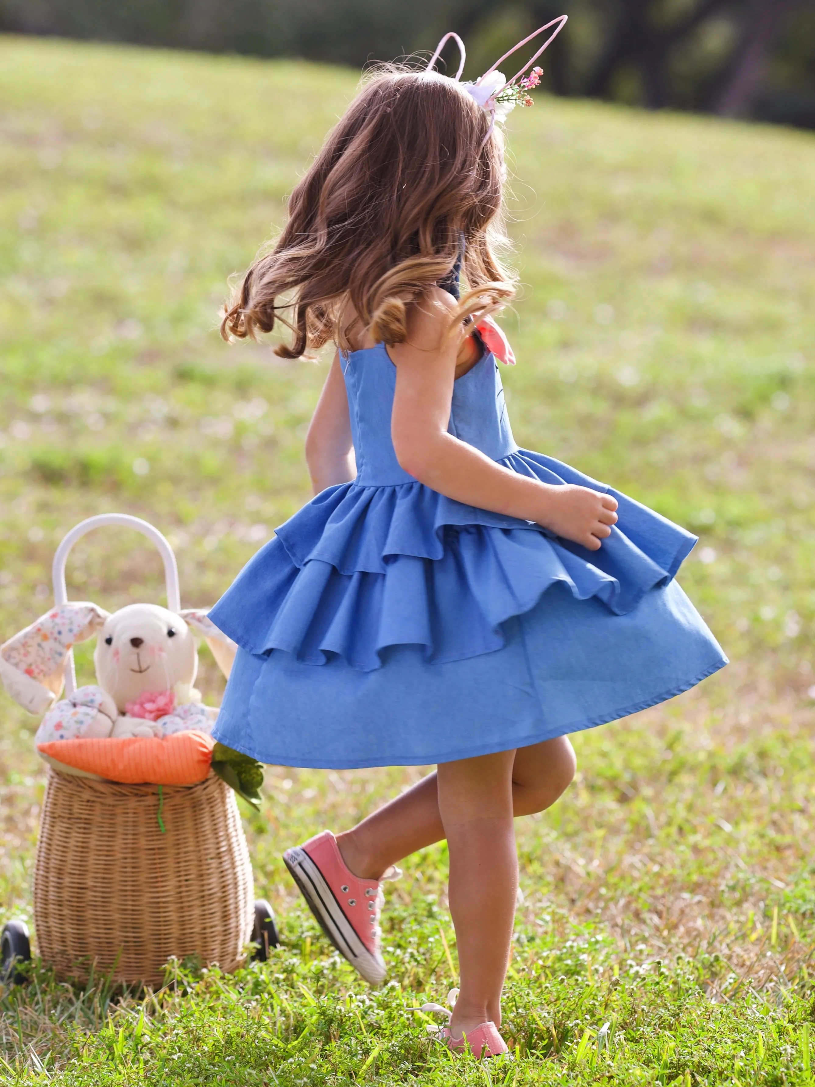 Bunny Dreams Ruffle Denim Easter Dress