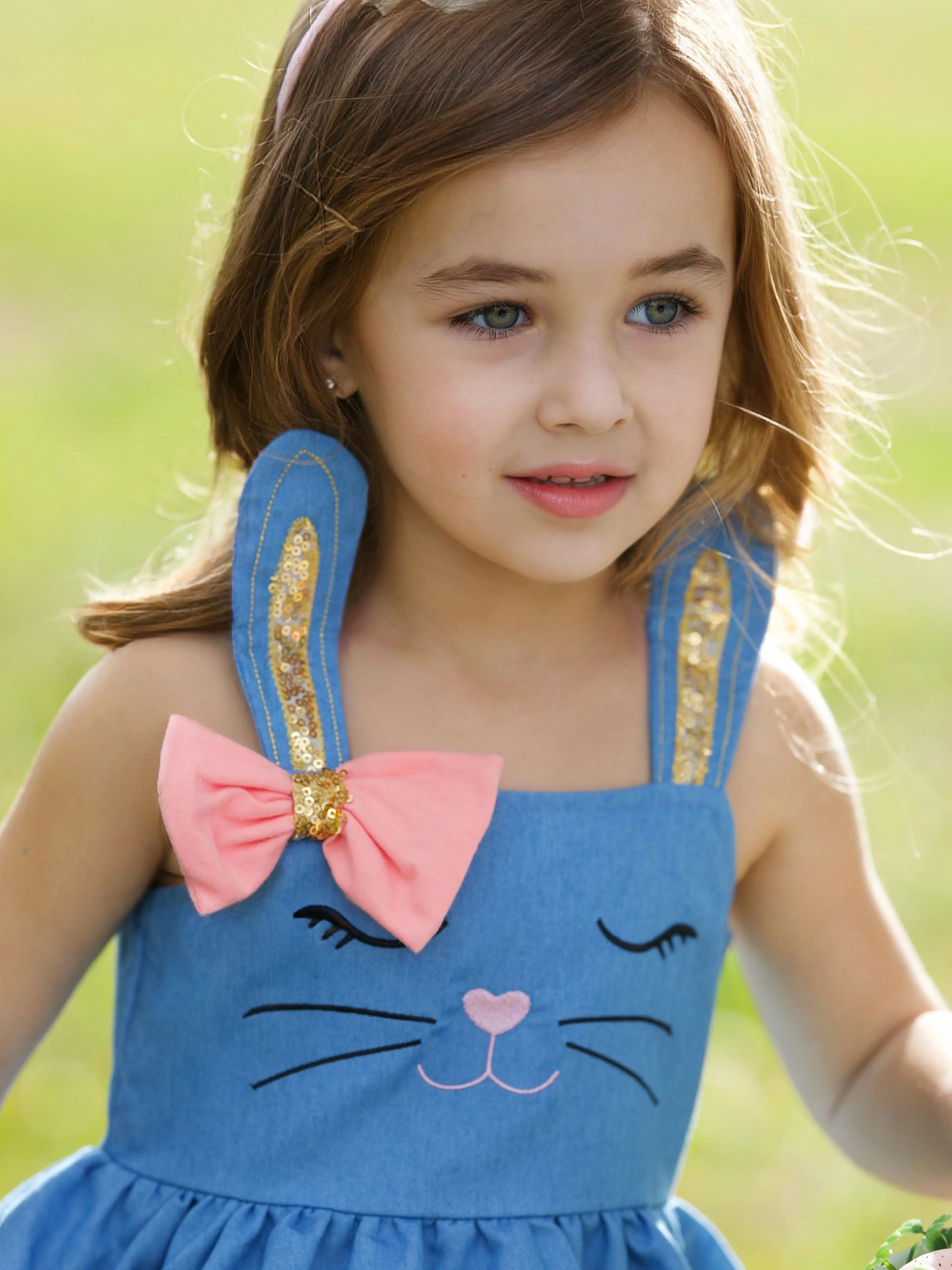 Bunny Dreams Ruffle Denim Easter Dress