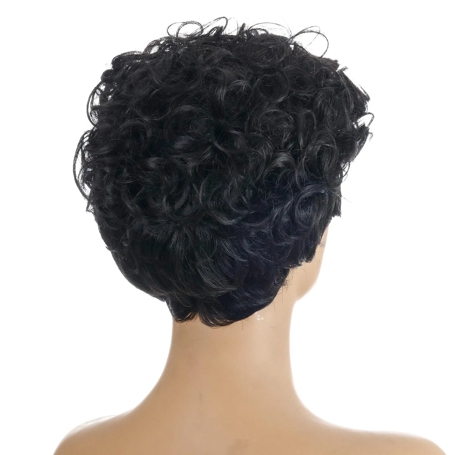 Busted | Black Short Pixie Cut Curly Synthetic Hair Wig