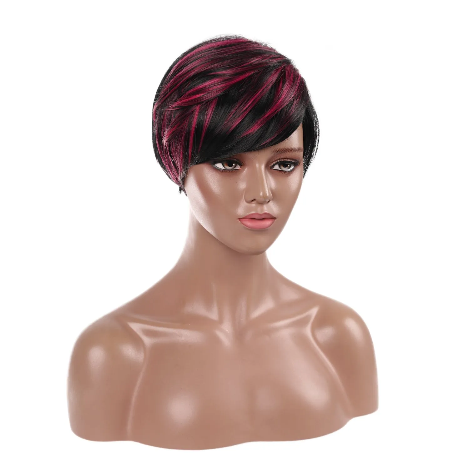 Caitlina | Purple Red Short Pixie Cut Wavy Synthetic Hair Wig with Bangs