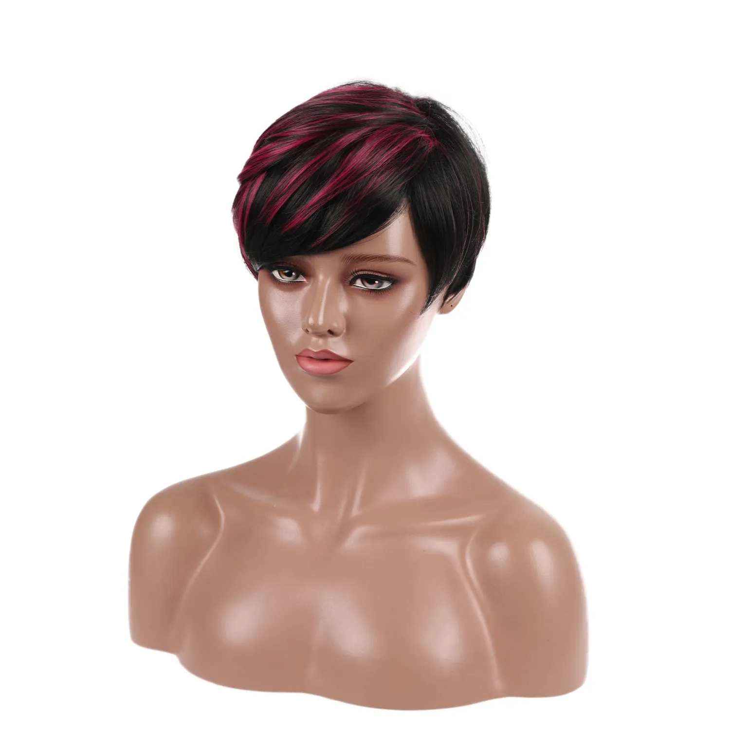 Caitlina | Purple Red Short Pixie Cut Wavy Synthetic Hair Wig with Bangs