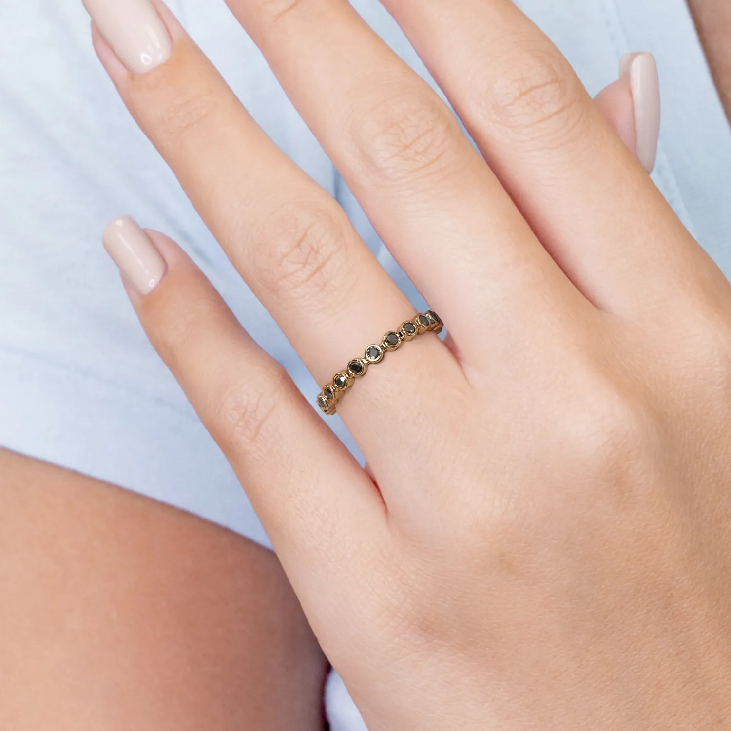 Callisto - Eternity Natural Black Diamond Wedding RIng