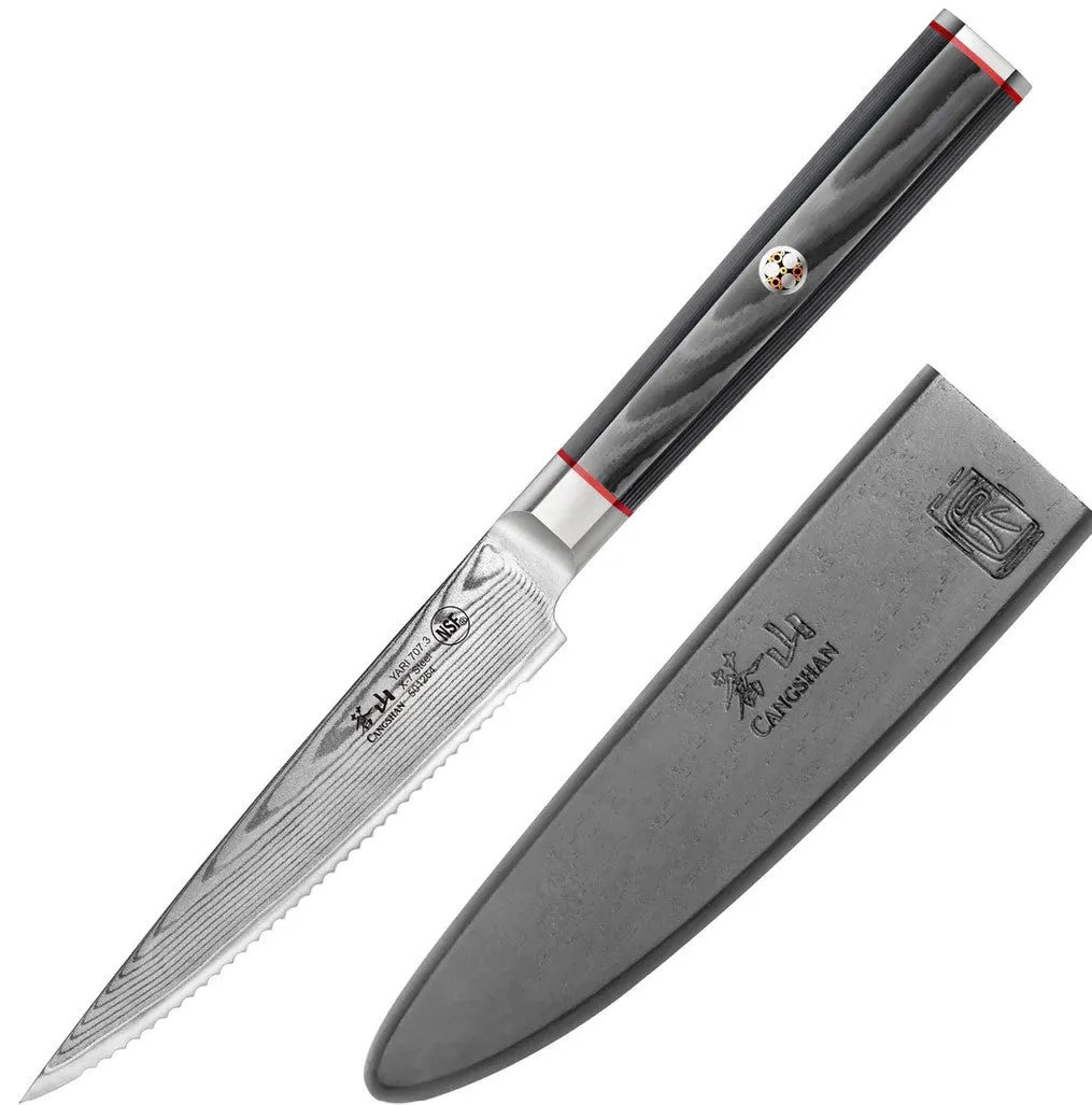 Cangshan Yari Serrated Utility with Sheath 5 inch
