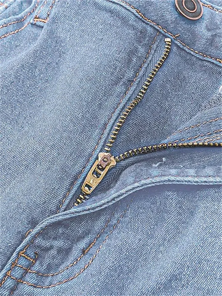 Casual Retro Ripped Flared Jeans for Women