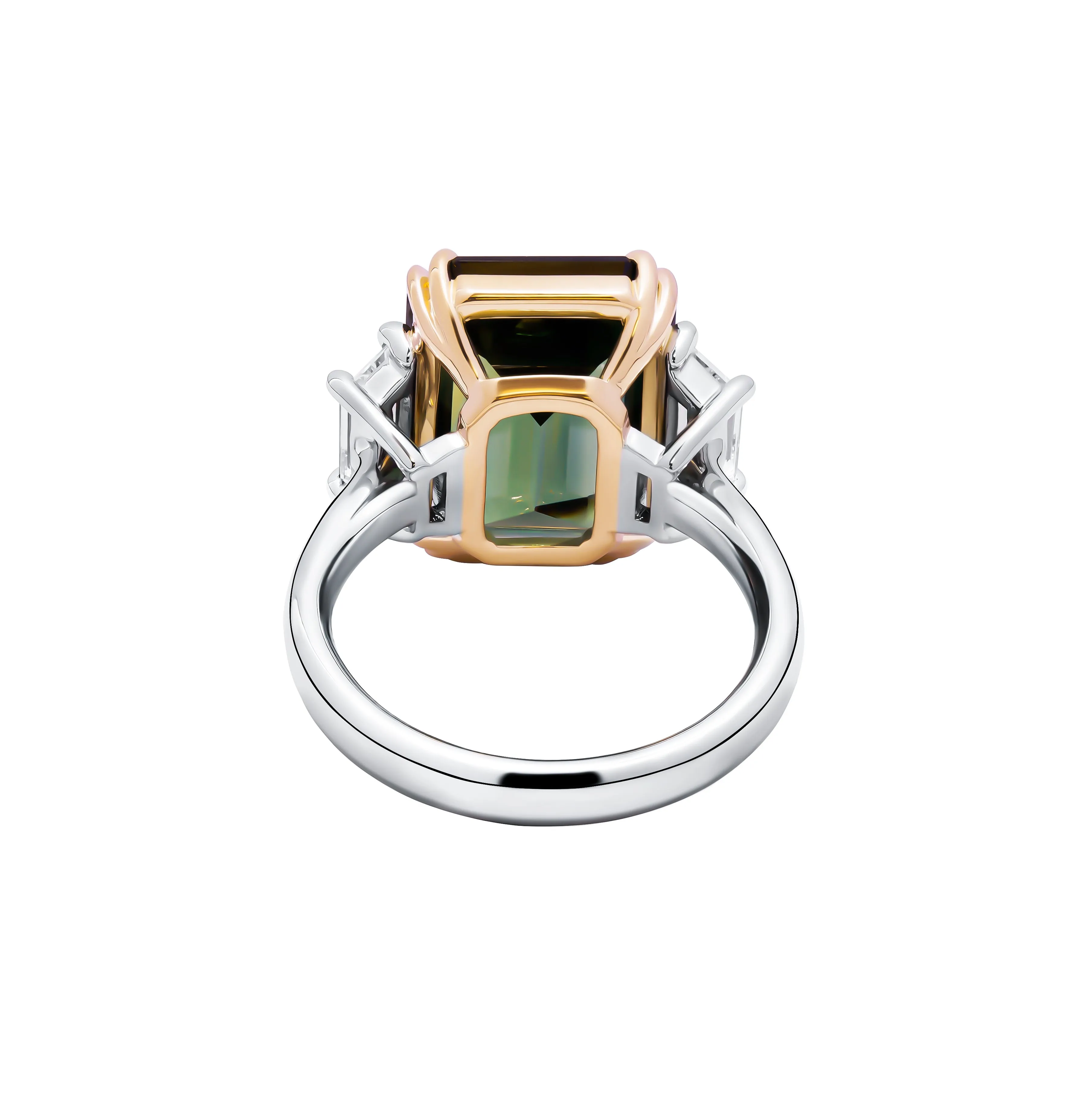 Certified Green Sapphire 3 Stone Ring