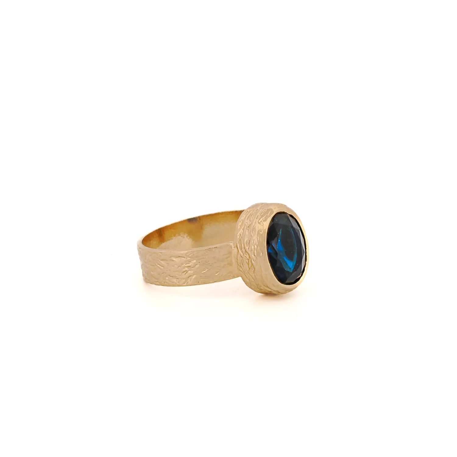 Cleopatra Blue Sapphire Gemstone Gold Adjustable Ring