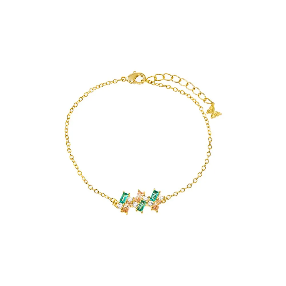 Colored CZ X Baguette Scattered Charm Bracelet