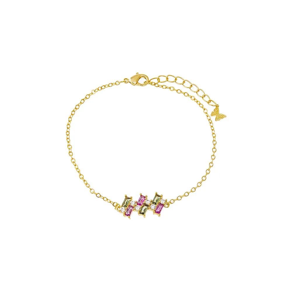 Colored CZ X Baguette Scattered Charm Bracelet