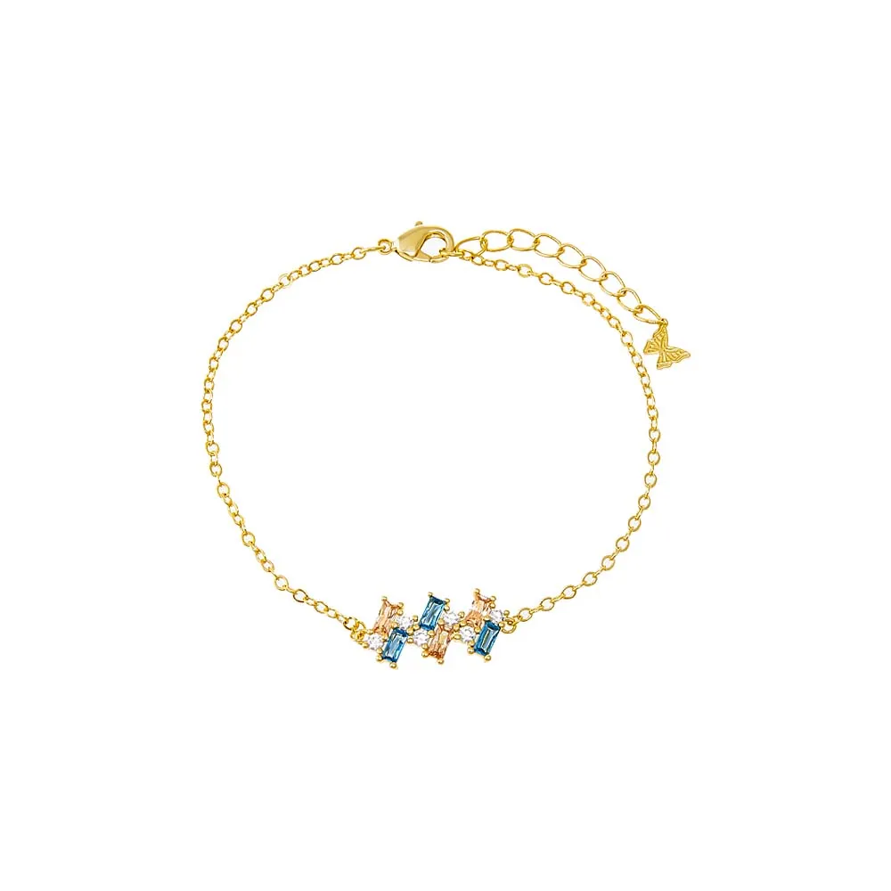 Colored CZ X Baguette Scattered Charm Bracelet