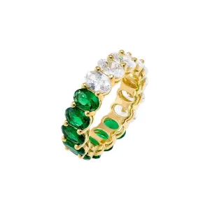 Colored Oval CZ Half Half Eternity Band
