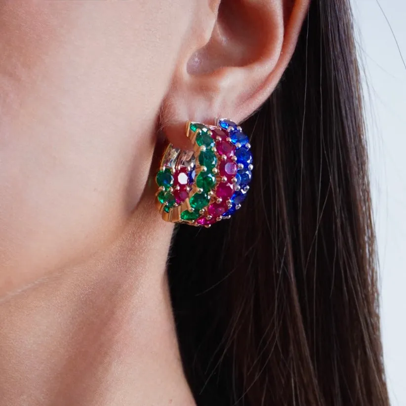 Colored Round Tennis Mini Hoop Earring