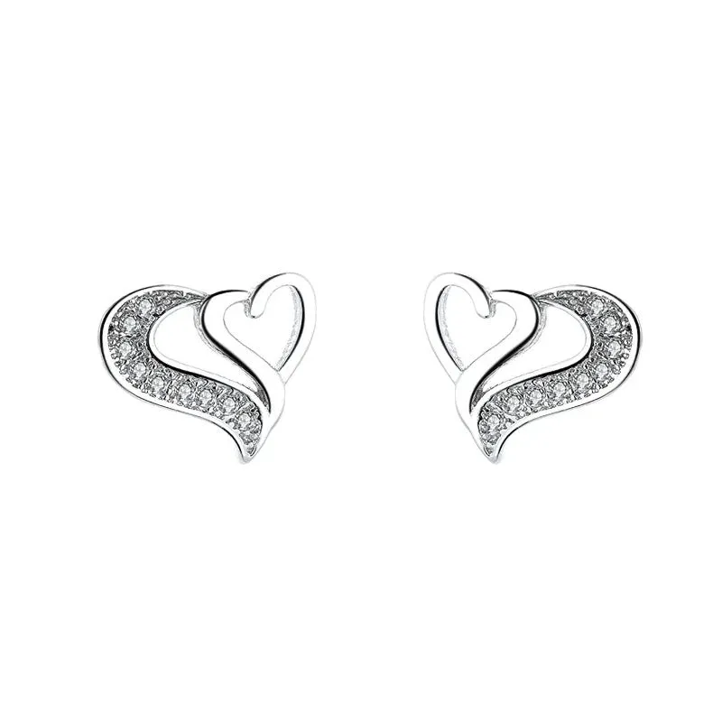 Crystal Dancing Hearts Stud Earrings