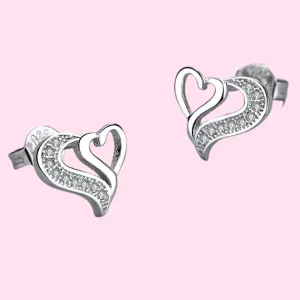 Crystal Dancing Hearts Stud Earrings