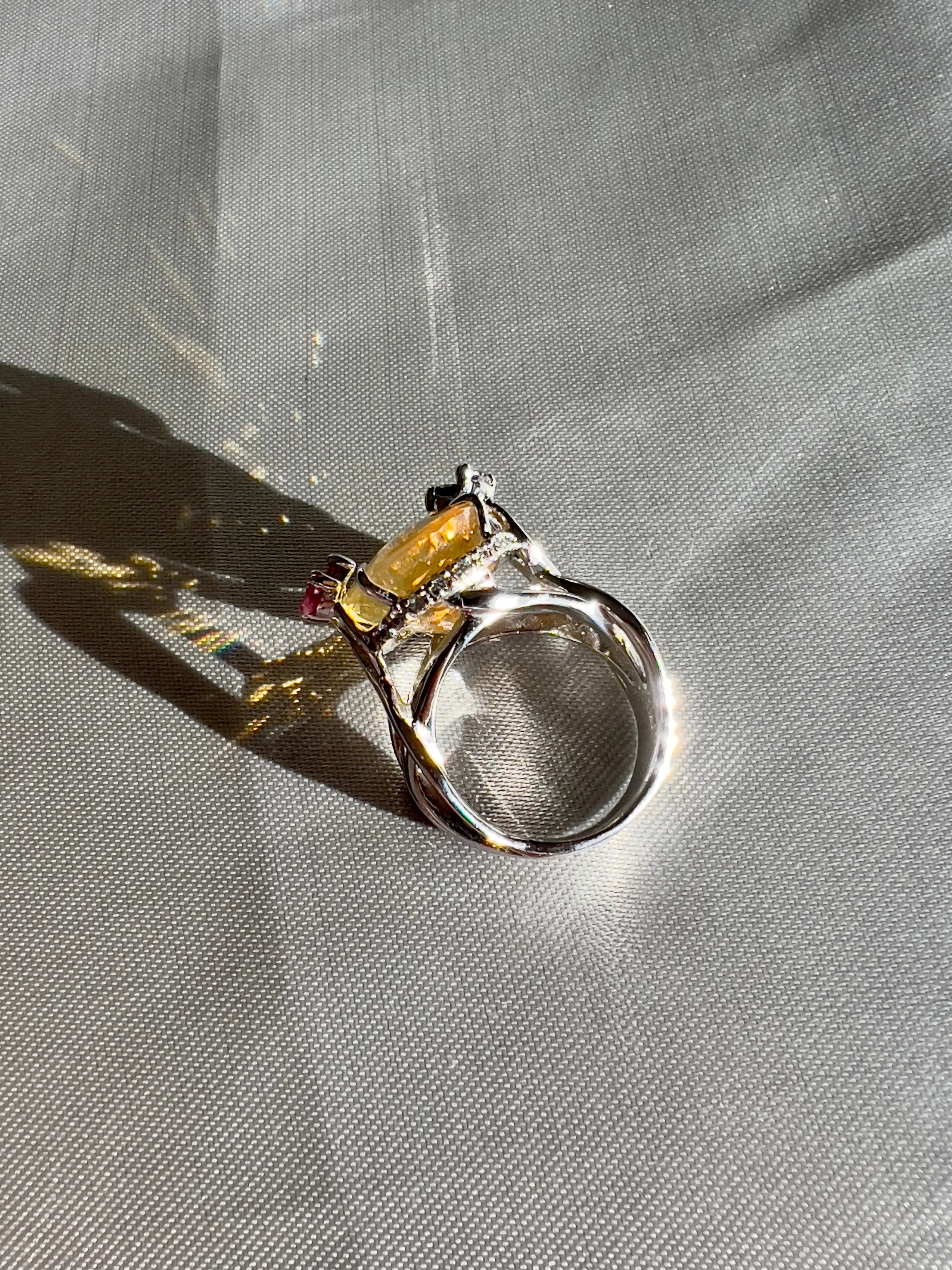 Dazzling Yellow Fire Opal Cocktail Ring