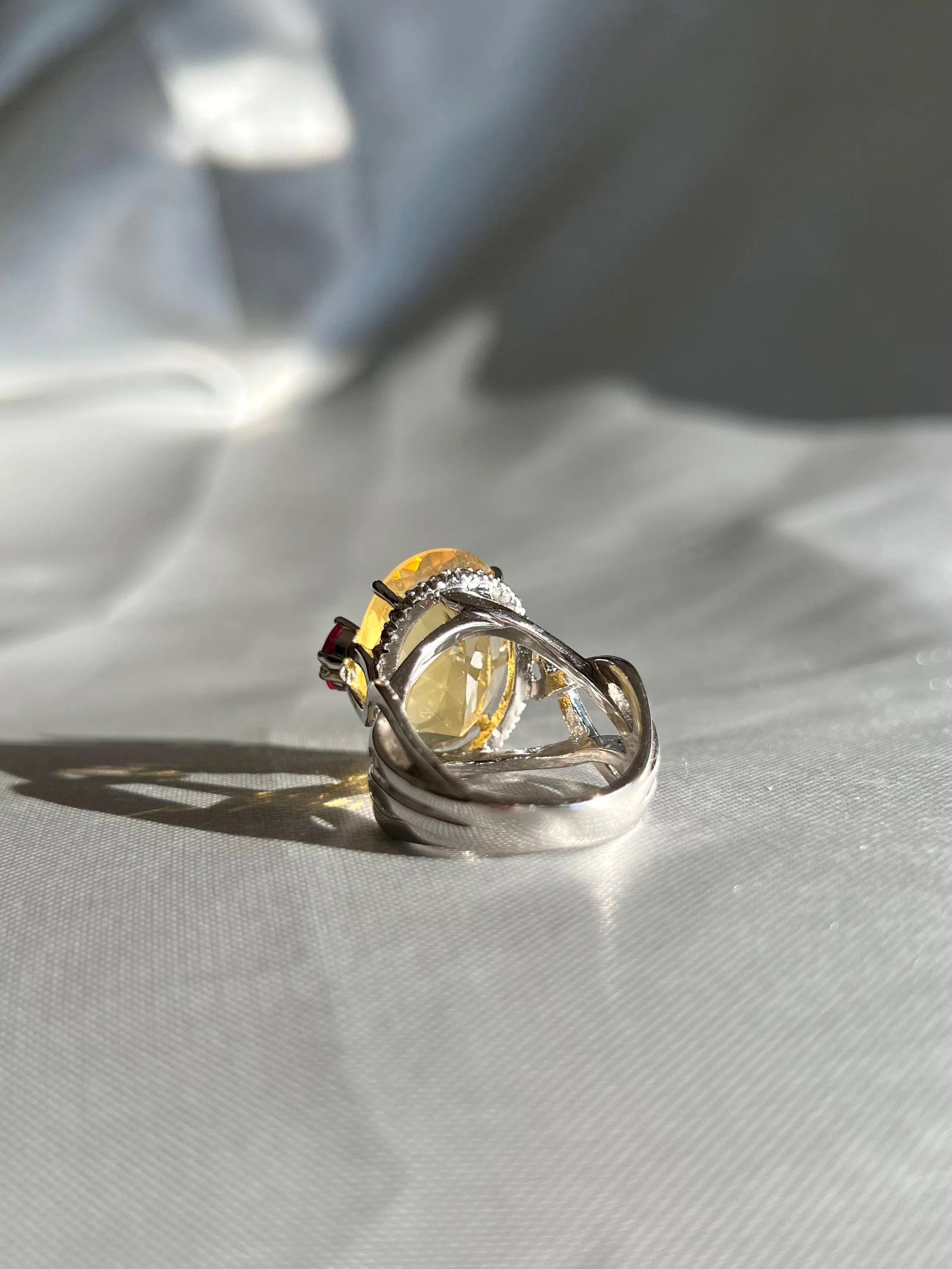 Dazzling Yellow Fire Opal Cocktail Ring